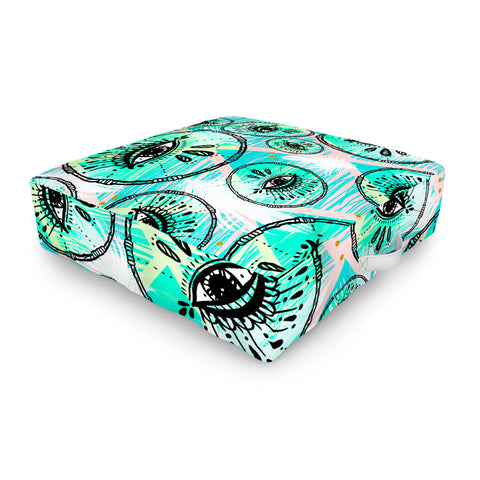 Marta Barragan Camarasa Pattern boho eyes II Outdoor Floor Cushion