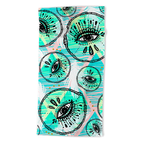 Marta Barragan Camarasa Pattern boho eyes II Beach Towel