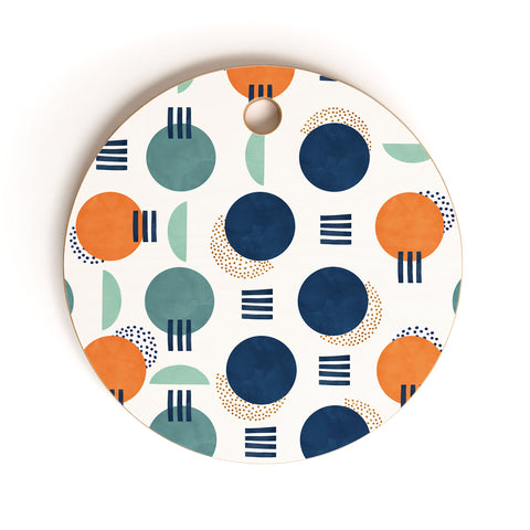 Marta Barragan Camarasa Pattern circles and stripes Cutting Board Round