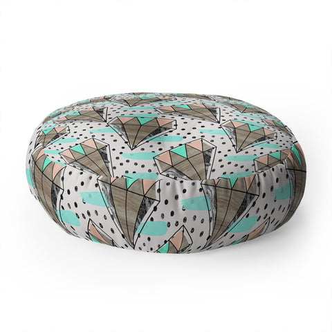 Marta Barragan Camarasa Pattern colored diamonds and texture Floor Pillow Round