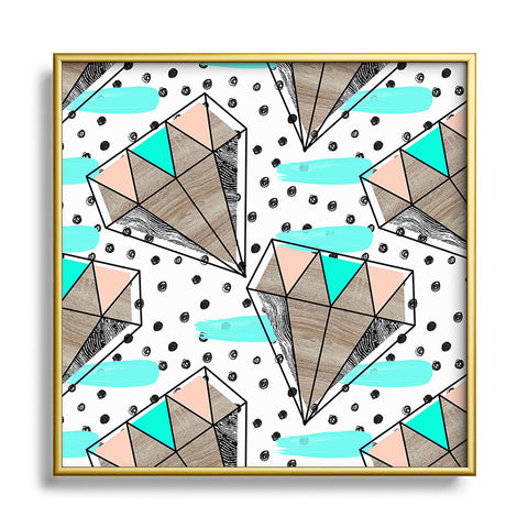 Marta Barragan Camarasa Pattern colored diamonds and texture Square Metal Framed Art Print