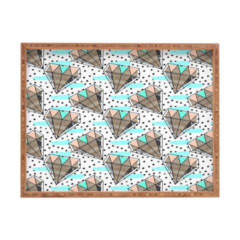 Marta Barragan Camarasa Pattern colored diamonds and texture Rectangular Tray