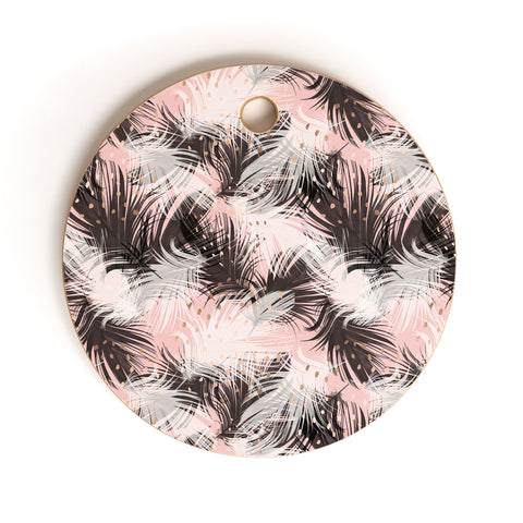 Marta Barragan Camarasa Pattern feathers and drops of copper Cutting Board Round