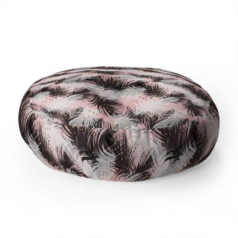 Marta Barragan Camarasa Pattern feathers and drops of copper Floor Pillow Round