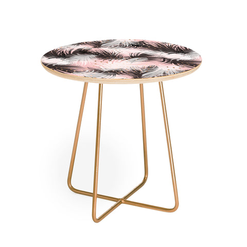 Marta Barragan Camarasa Pattern feathers and drops of copper Round Side Table