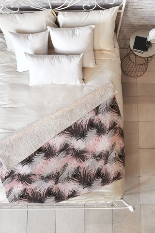 Marta Barragan Camarasa Pattern feathers and drops of copper Fleece Throw Blanket