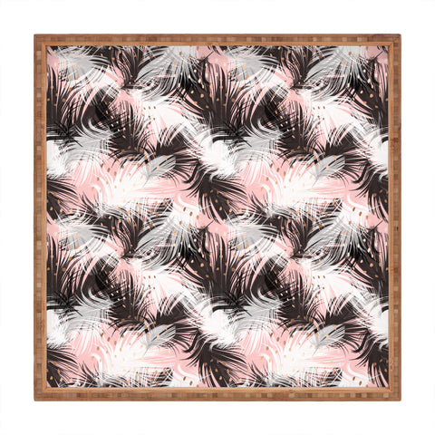 Marta Barragan Camarasa Pattern feathers and drops of copper Square Tray