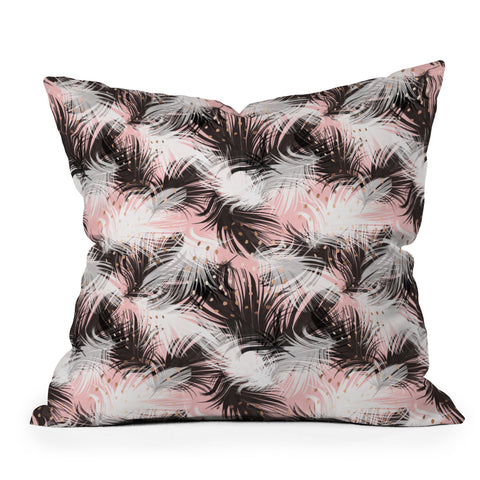 Marta Barragan Camarasa Pattern feathers and drops of copper Throw Pillow