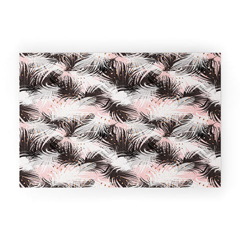 Marta Barragan Camarasa Pattern feathers and drops of copper Welcome Mat