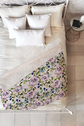 Marta Barragan Camarasa Pattern floral boho Fleece Throw Blanket