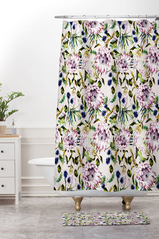 Marta Barragan Camarasa Pattern floral boho Shower Curtain And Mat