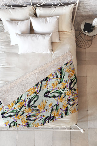 Marta Barragan Camarasa Pattern floral exotic Fleece Throw Blanket