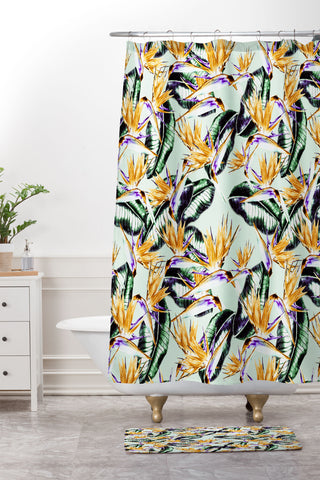 Marta Barragan Camarasa Pattern floral exotic Shower Curtain And Mat