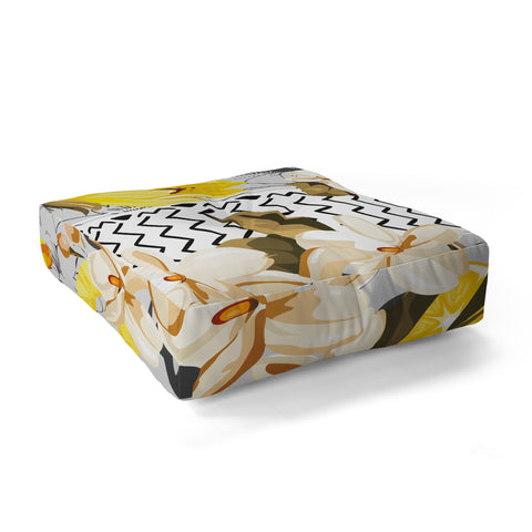 Marta Barragan Camarasa Pattern flowers and fruits Floor Pillow Square