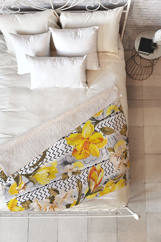 Marta Barragan Camarasa Pattern flowers and fruits Fleece Throw Blanket