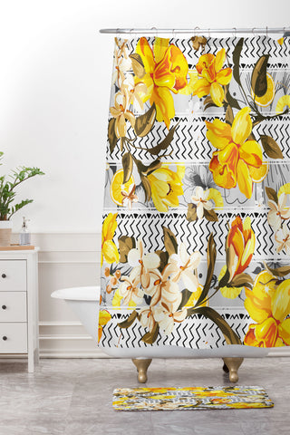 Marta Barragan Camarasa Pattern flowers and fruits Shower Curtain And Mat