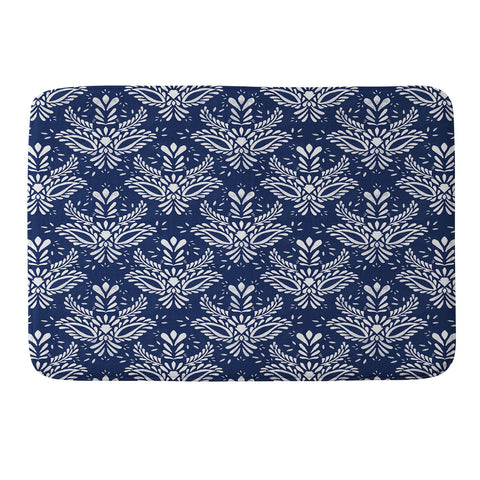 Marta Barragan Camarasa Pattern Indigo watercolor Memory Foam Bath Mat