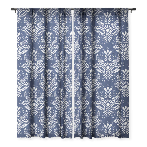 Marta Barragan Camarasa Pattern Indigo watercolor Sheer Window Curtain