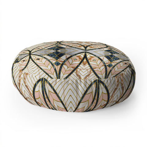 Marta Barragan Camarasa Pattern mosaic Art deco Floor Pillow Round