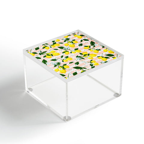 Marta Barragan Camarasa Pattern of flowery lemons Acrylic Box