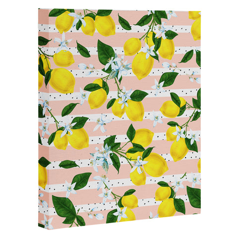Marta Barragan Camarasa Pattern of flowery lemons Art Canvas