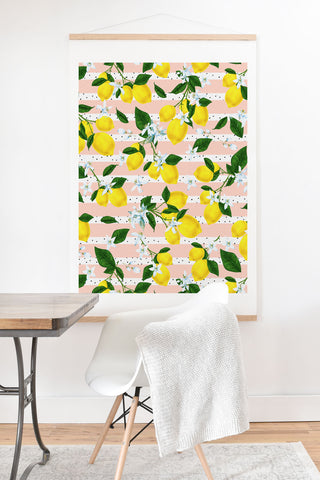 Marta Barragan Camarasa Pattern of flowery lemons Art Print And Hanger