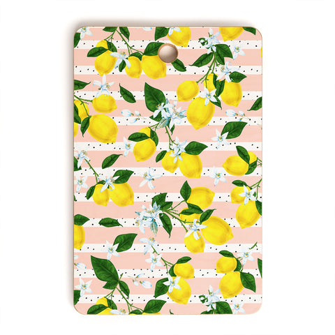 Marta Barragan Camarasa Pattern of flowery lemons Cutting Board Rectangle