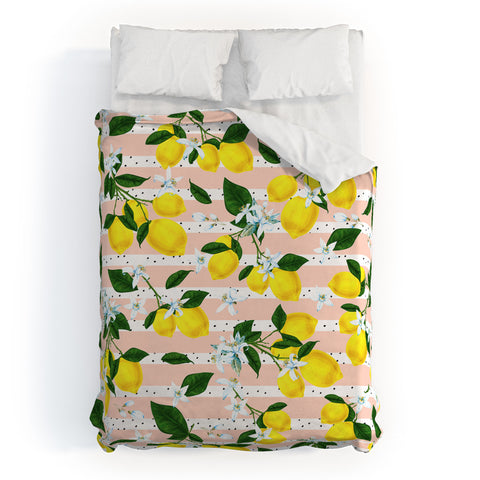 Marta Barragan Camarasa Pattern of flowery lemons Duvet Cover