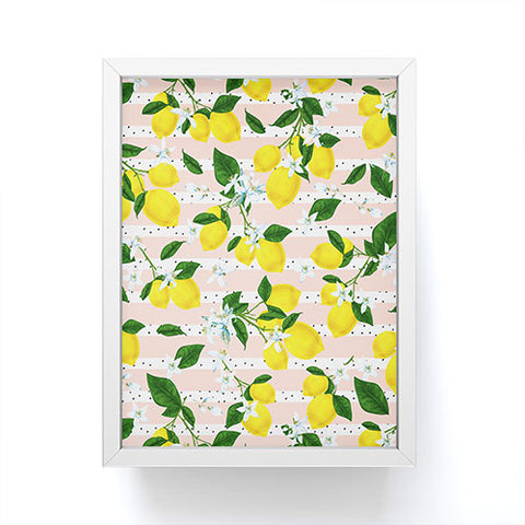 Marta Barragan Camarasa Pattern of flowery lemons Framed Mini Art Print
