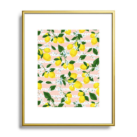 Marta Barragan Camarasa Pattern of flowery lemons Metal Framed Art Print