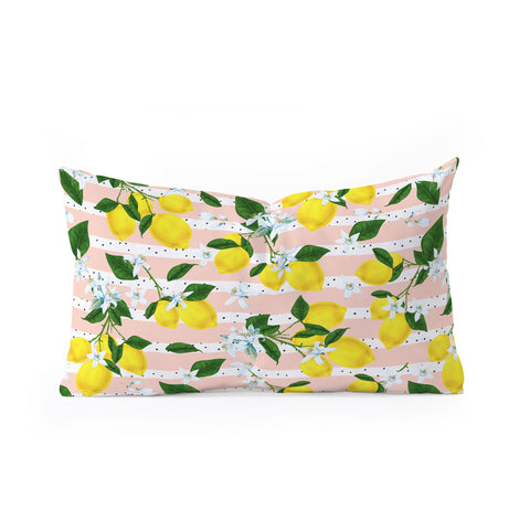 Marta Barragan Camarasa Pattern of flowery lemons Oblong Throw Pillow