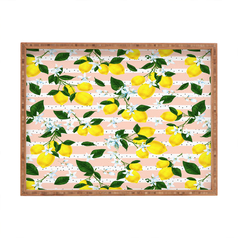 Marta Barragan Camarasa Pattern of flowery lemons Rectangular Tray