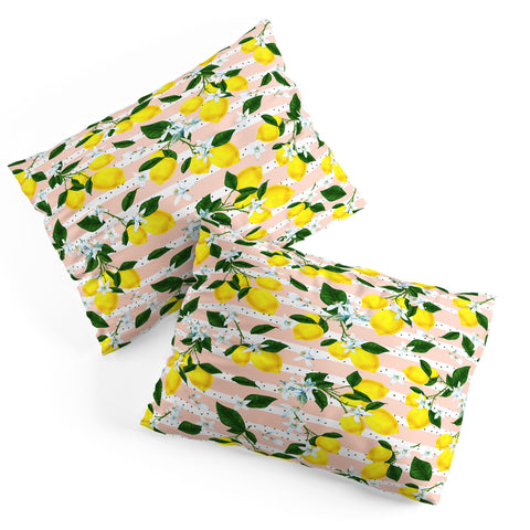 Marta Barragan Camarasa Pattern of flowery lemons Pillow Shams