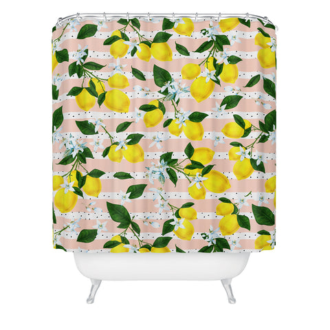 Marta Barragan Camarasa Pattern of flowery lemons Shower Curtain