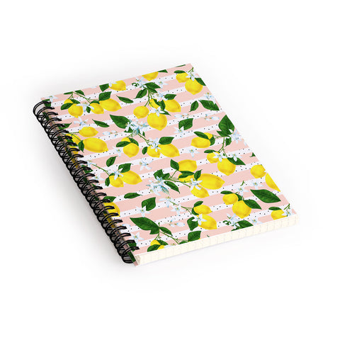 Marta Barragan Camarasa Pattern of flowery lemons Spiral Notebook