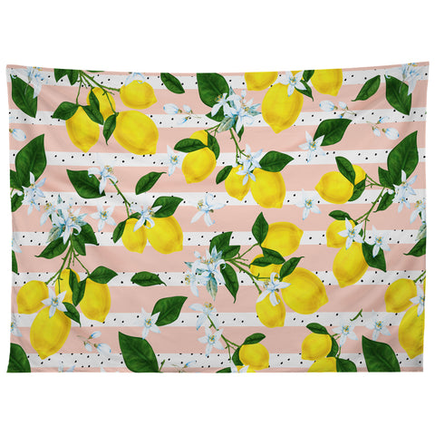 Marta Barragan Camarasa Pattern of flowery lemons Tapestry