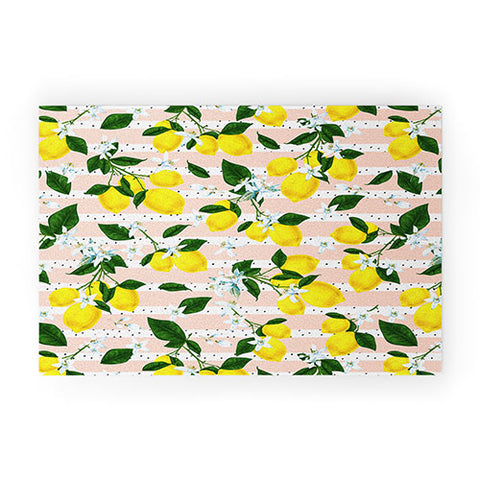 Marta Barragan Camarasa Pattern of flowery lemons Welcome Mat