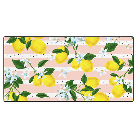 Marta Barragan Camarasa Pattern of flowery lemons Desk Mat
