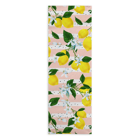 Marta Barragan Camarasa Pattern of flowery lemons Yoga Towel