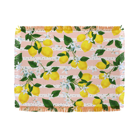 Marta Barragan Camarasa Pattern of flowery lemons Throw Blanket