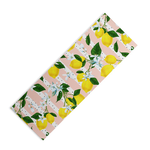 Marta Barragan Camarasa Pattern of flowery lemons Yoga Mat