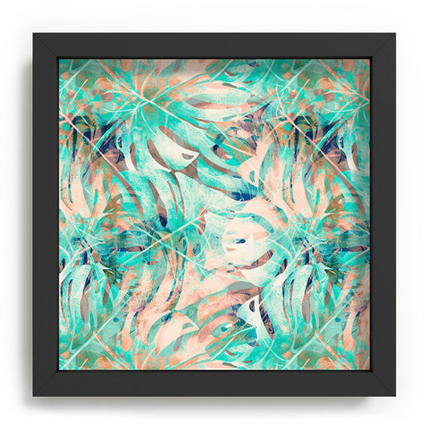 Marta Barragan Camarasa Pattern of monstera pink leaves Recessed Framing Square