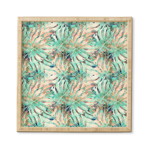 Marta Barragan Camarasa Pattern of monstera pink leaves Framed Wall Art