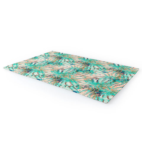 Marta Barragan Camarasa Pattern of monstera pink leaves Area Rug