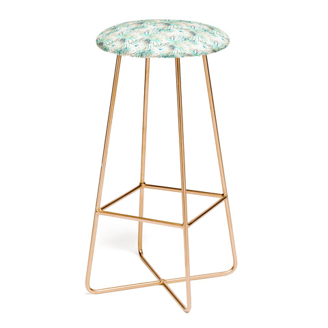 Marta Barragan Camarasa Pattern of monstera pink leaves Bar Stool