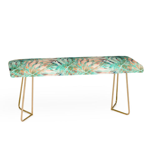 Marta Barragan Camarasa Pattern of monstera pink leaves Bench