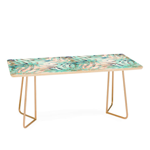 Marta Barragan Camarasa Pattern of monstera pink leaves Coffee Table