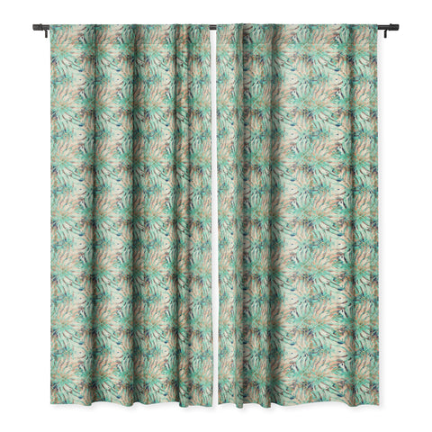 Marta Barragan Camarasa Pattern of monstera pink leaves Blackout Window Curtain