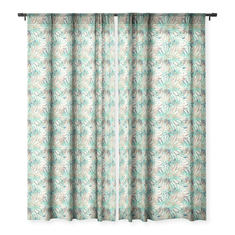 Marta Barragan Camarasa Pattern of monstera pink leaves Sheer Window Curtain