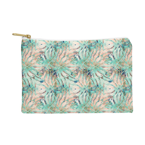 Marta Barragan Camarasa Pattern of monstera pink leaves Pouch